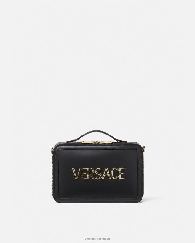 esso Versace uomini borsa messenger con logo borchiato nero JT08Z1502 borse
