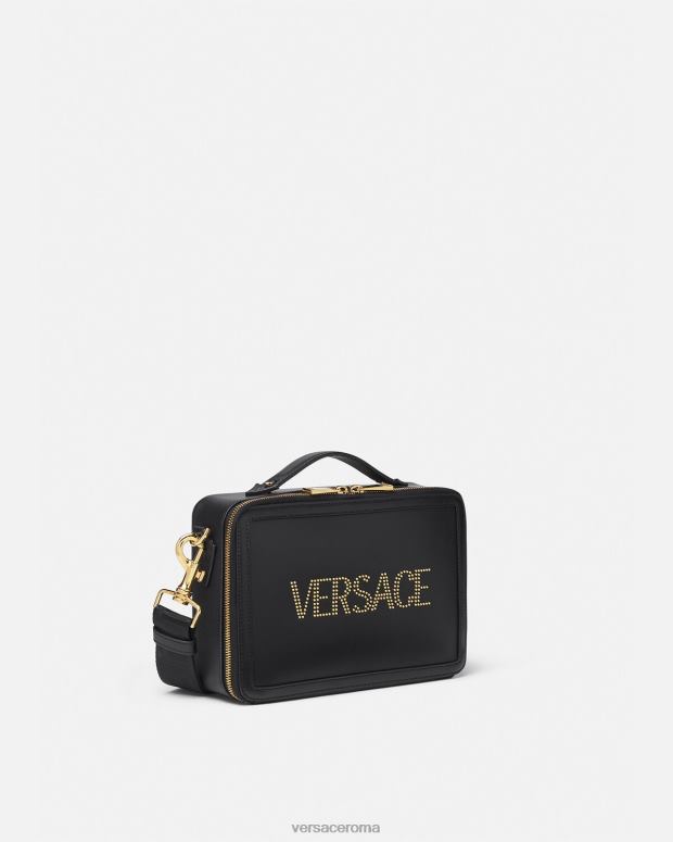 esso Versace uomini borsa messenger con logo borchiato nero JT08Z1502 borse