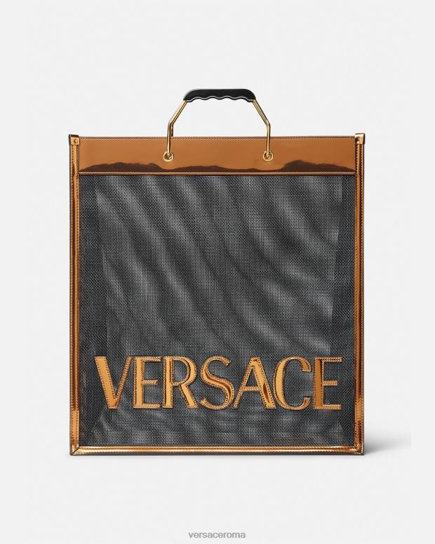 esso Versace uomini borsa shopper alta nero e caramello JT08Z1509 borse