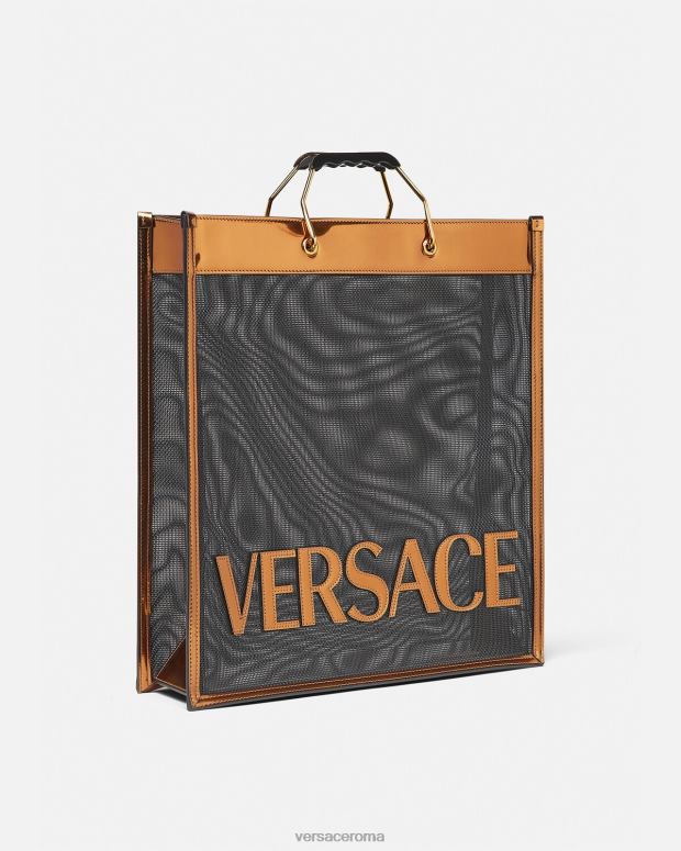 esso Versace uomini borsa shopper alta nero e caramello JT08Z1509 borse