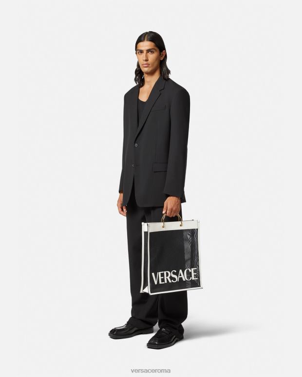 esso Versace uomini borsa shopper nero bianco JT08Z1508 borse
