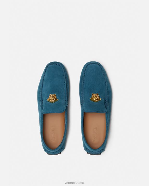 esso Versace uomini driver la medusa in pelle scamosciata blu JT08Z1600 scarpa