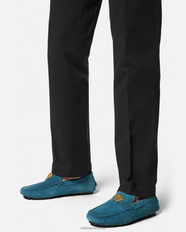 esso Versace uomini driver la medusa in pelle scamosciata blu JT08Z1600 scarpa