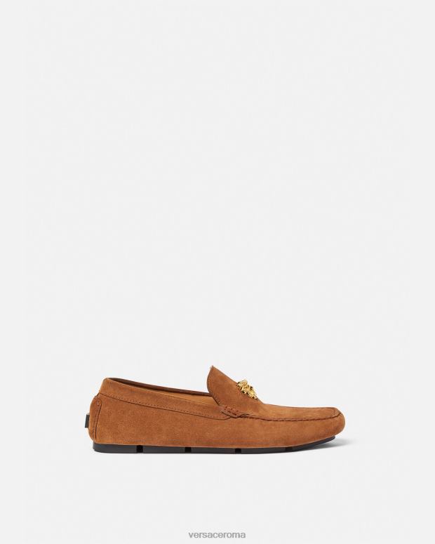esso Versace uomini driver la medusa in pelle scamosciata marrone JT08Z1603 scarpa