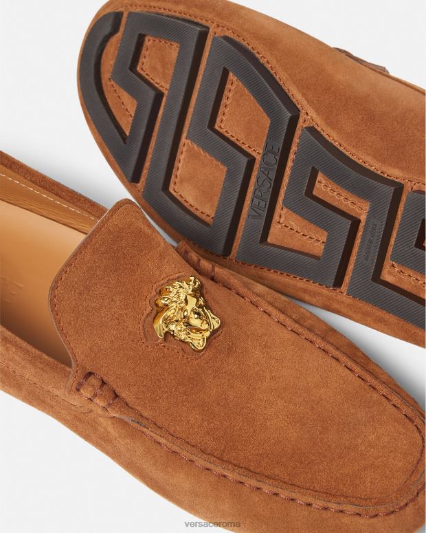 esso Versace uomini driver la medusa in pelle scamosciata marrone JT08Z1603 scarpa