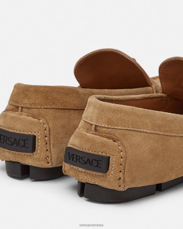 esso Versace uomini driver la medusa in pelle scamosciata marrone JT08Z1605 scarpa
