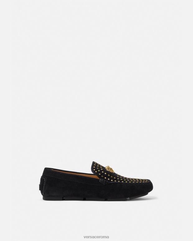 esso Versace uomini driver la medusa in pelle scamosciata nero JT08Z1607 scarpa