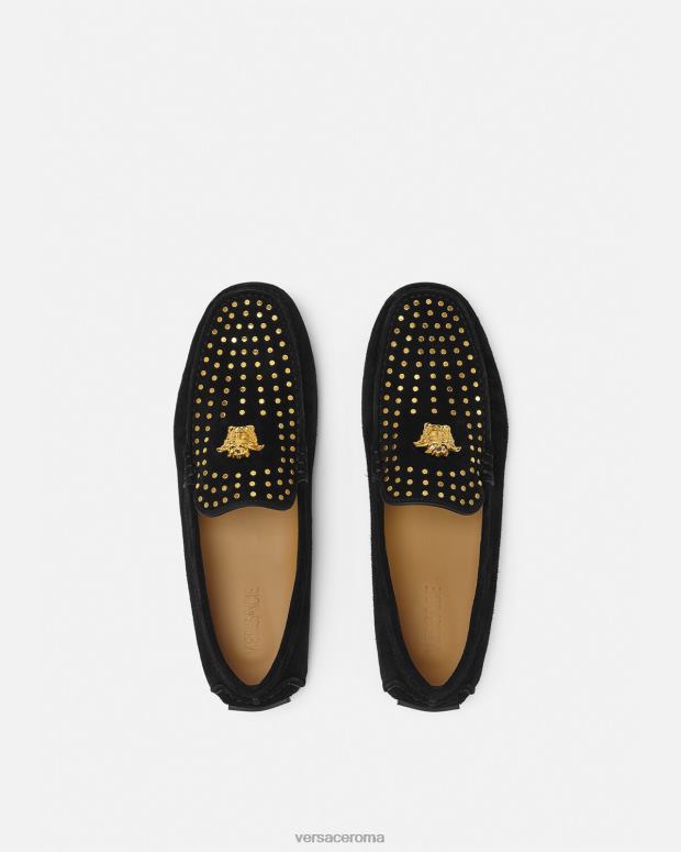 esso Versace uomini driver la medusa in pelle scamosciata nero JT08Z1607 scarpa
