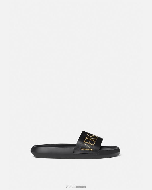 esso Versace uomini ciabatte con logo borchiato nero JT08Z1596 scarpa