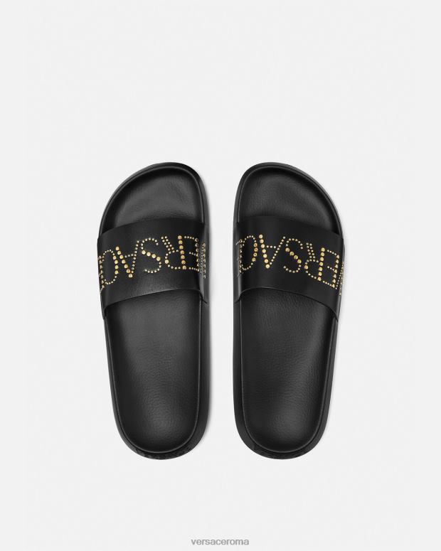 esso Versace uomini ciabatte con logo borchiato nero JT08Z1596 scarpa