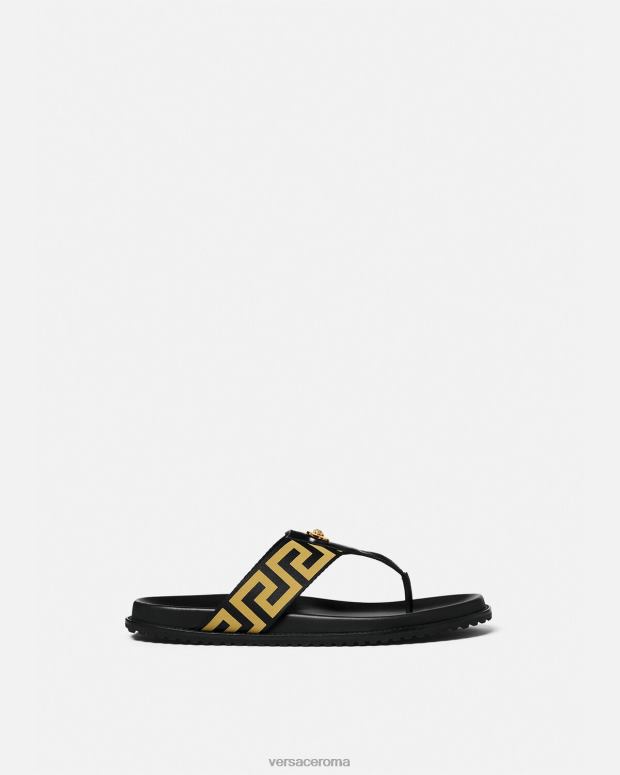 esso Versace uomini sandali con medusa greca oro nero JT08Z1591 scarpa