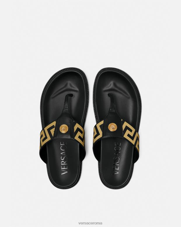 esso Versace uomini sandali con medusa greca oro nero JT08Z1591 scarpa