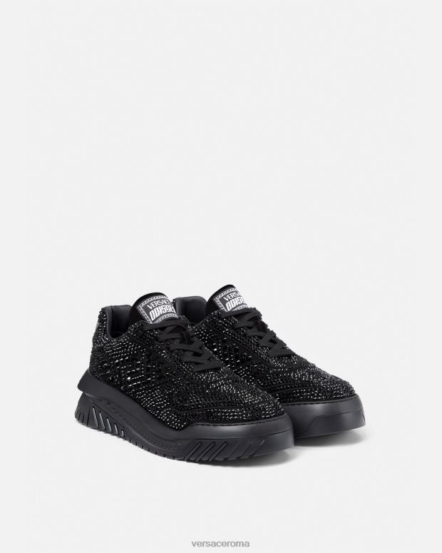 esso Versace uomini scarpe da ginnastica Odissea in cristallo nero JT08Z1535 scarpa