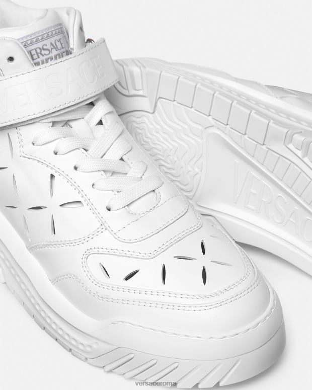esso Versace uomini scarpe da ginnastica Odissea tagliate bianco JT08Z1541 scarpa