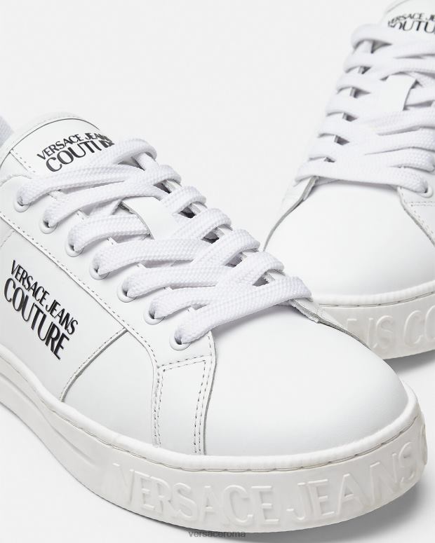 esso Versace uomini scarpe da ginnastica con logo court 88 bianco JT08Z2469 scarpa