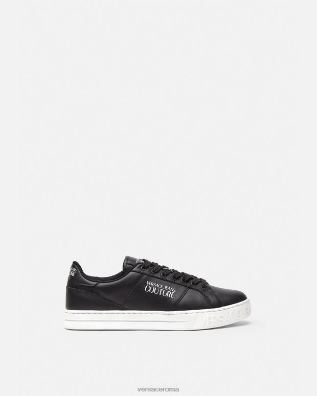 esso Versace uomini scarpe da ginnastica con logo court 88 nero JT08Z2470 scarpa