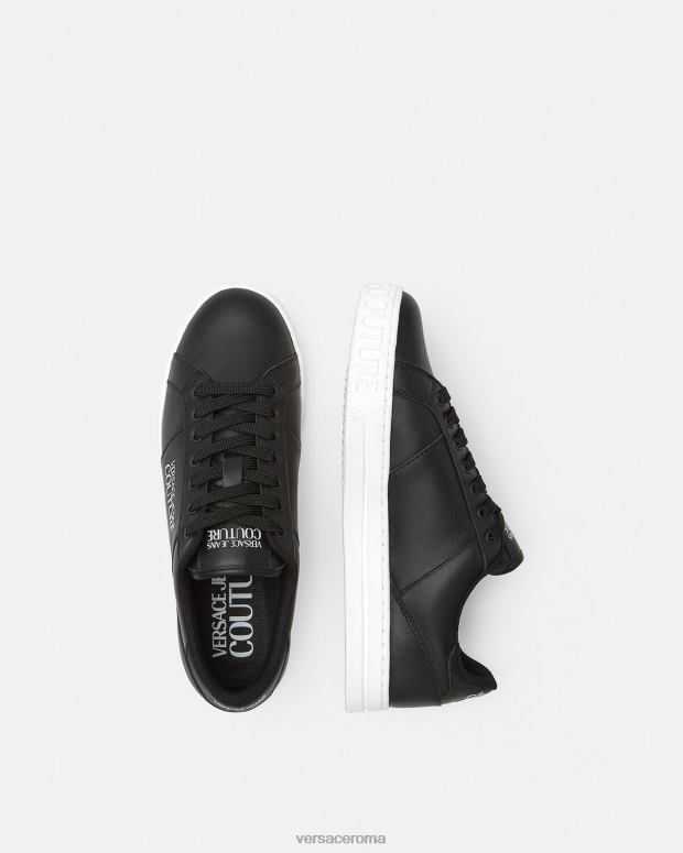 esso Versace uomini scarpe da ginnastica con logo court 88 nero JT08Z2470 scarpa