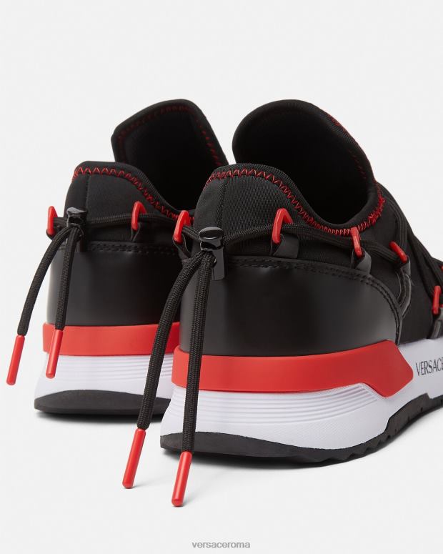 esso Versace uomini scarpe da ginnastica dinamiche nero rosso JT08Z2454 scarpa