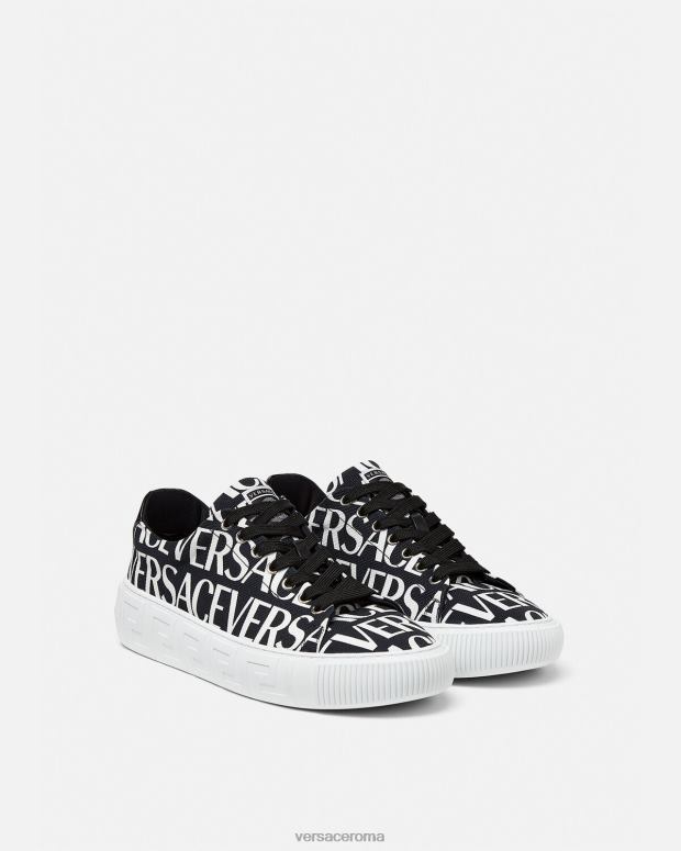 esso Versace uomini scarpe da ginnastica greca all over nero e stampa JT08Z1550 scarpa