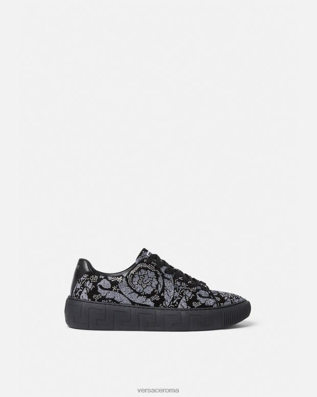 esso Versace uomini scarpe da ginnastica greca con borchie nero JT08Z1555 scarpa