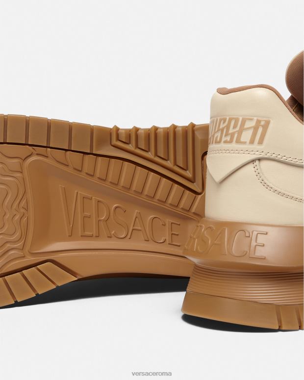esso Versace uomini scarpe da ginnastica greca odissea beige JT08Z1536 scarpa