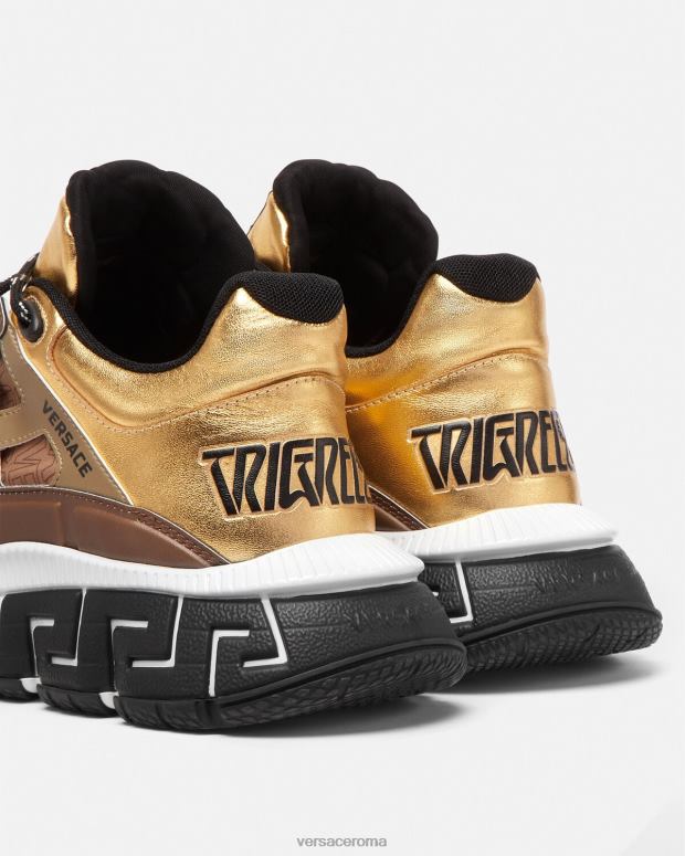 esso Versace uomini scarpe da ginnastica trigreca marrone e oro JT08Z1512 scarpa