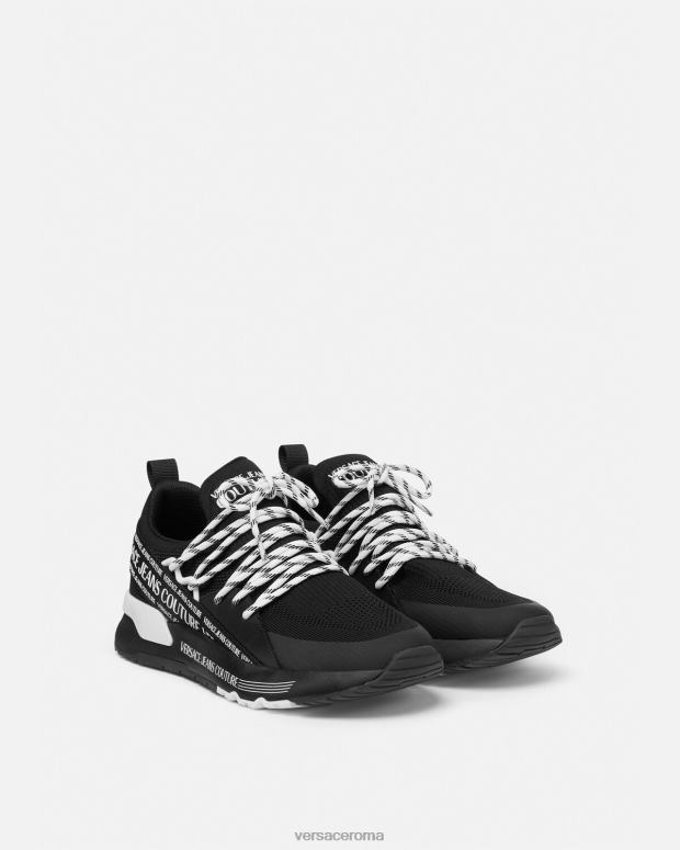 esso Versace uomini sneakers con logo dinamico nero JT08Z2447 scarpa