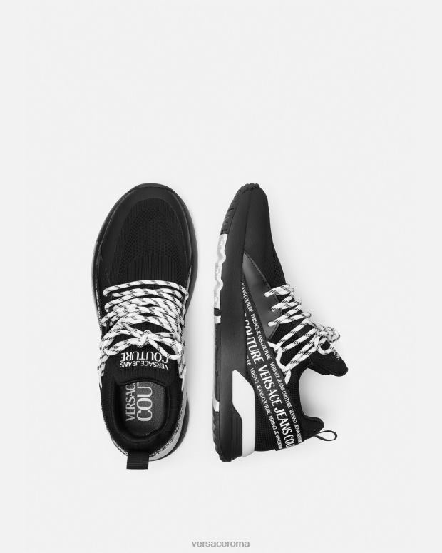 esso Versace uomini sneakers con logo dinamico nero JT08Z2447 scarpa