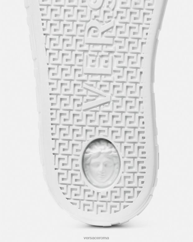 esso Versace uomini sneakers greca con logo oro bianco JT08Z1549 scarpa
