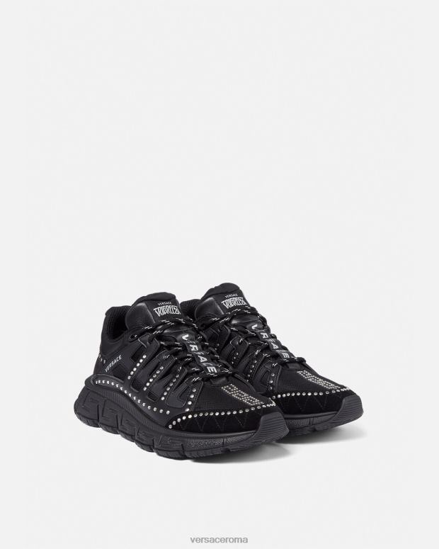 esso Versace uomini sneakers trigreca borchiate nero JT08Z1544 scarpa
