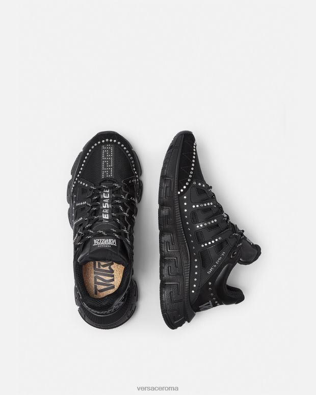 esso Versace uomini sneakers trigreca borchiate nero JT08Z1544 scarpa