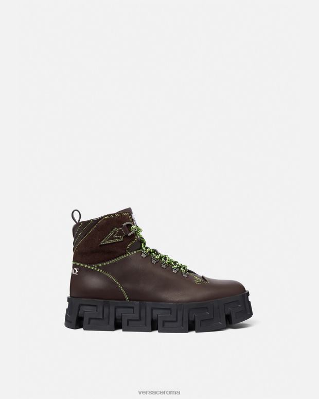 esso Versace uomini scarponi da trekking labirinto greca marrone JT08Z1582 scarpa