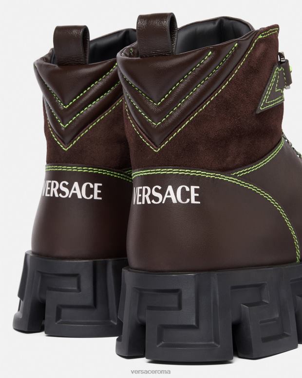esso Versace uomini scarponi da trekking labirinto greca marrone JT08Z1582 scarpa