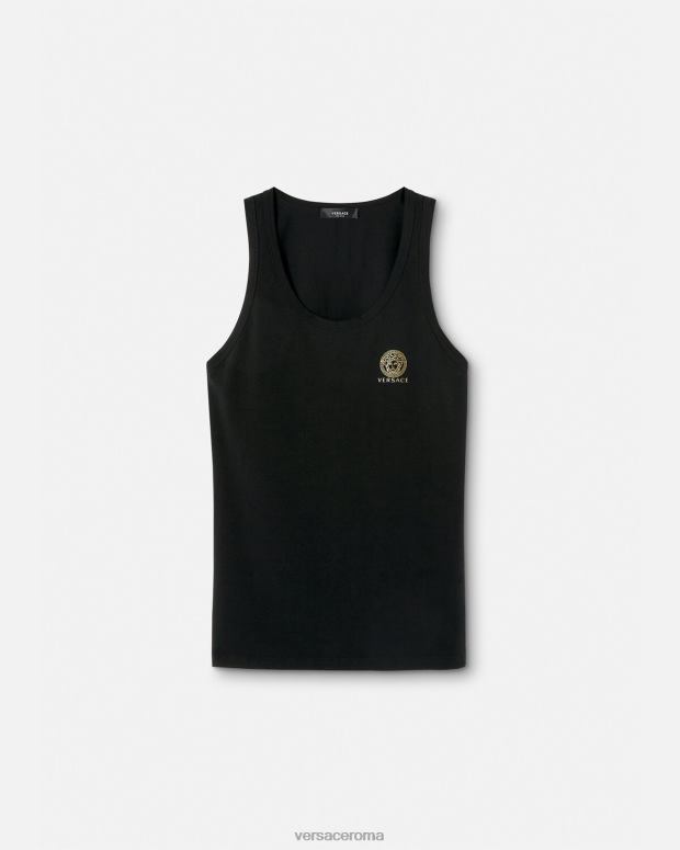 esso Versace uomini canottiera senza maniche con medusa nero JT08Z1734 biancheria intima e costumi da bagno