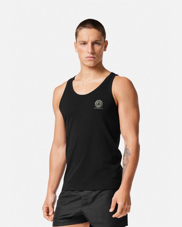 esso Versace uomini canottiera senza maniche con medusa nero JT08Z1734 biancheria intima e costumi da bagno