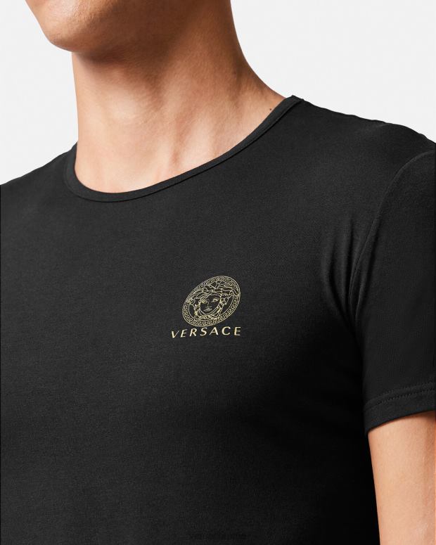 esso Versace uomini maglietta con medusa nero JT08Z1732 biancheria intima e costumi da bagno