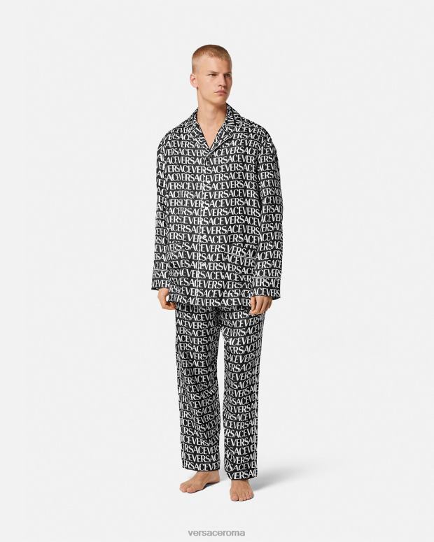 esso Versace uomini pantaloni del pigiama all-over nero e stampa JT08Z1738 biancheria intima e costumi da bagno