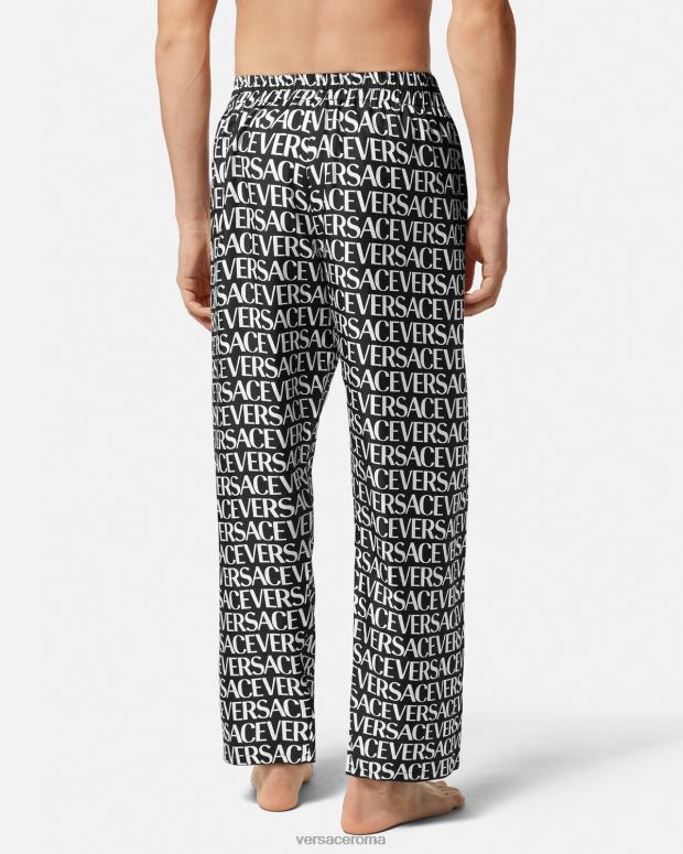 esso Versace uomini pantaloni del pigiama all-over nero e stampa JT08Z1738 biancheria intima e costumi da bagno