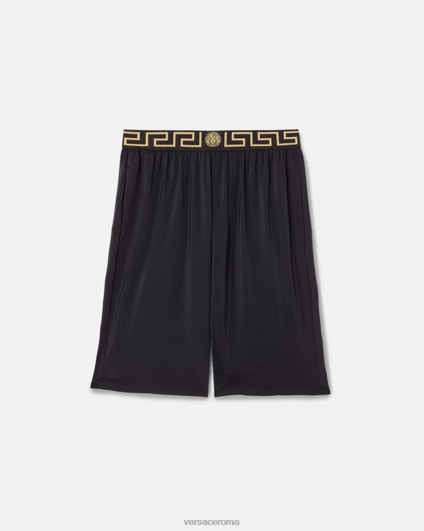 esso Versace uomini Boardshort lungo con bordo grecata nero JT08Z1455 vestiario