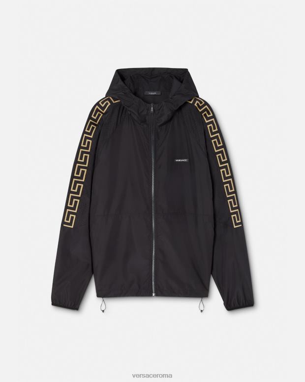 esso Versace uomini giacca sportiva da palestra in nylon grecata nero JT08Z1452 vestiario