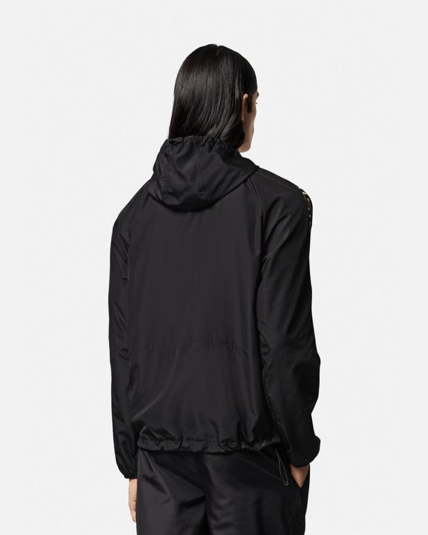 esso Versace uomini giacca sportiva da palestra in nylon grecata nero JT08Z1452 vestiario