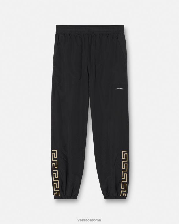 esso Versace uomini pantaloni da palestra in nylon grecata nero JT08Z1453 vestiario
