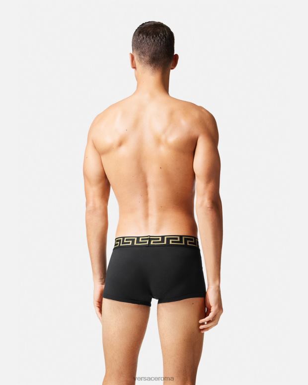 esso Versace uomini Bauli con bordo Greca, confezione da 2 nero JT08Z1753 biancheria intima e costumi da bagno
