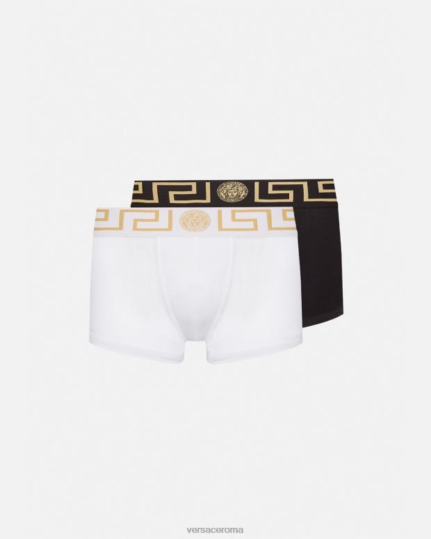 esso Versace uomini Bauli con bordo Greca, confezione da 2 nero bianco JT08Z1752 biancheria intima e costumi da bagno