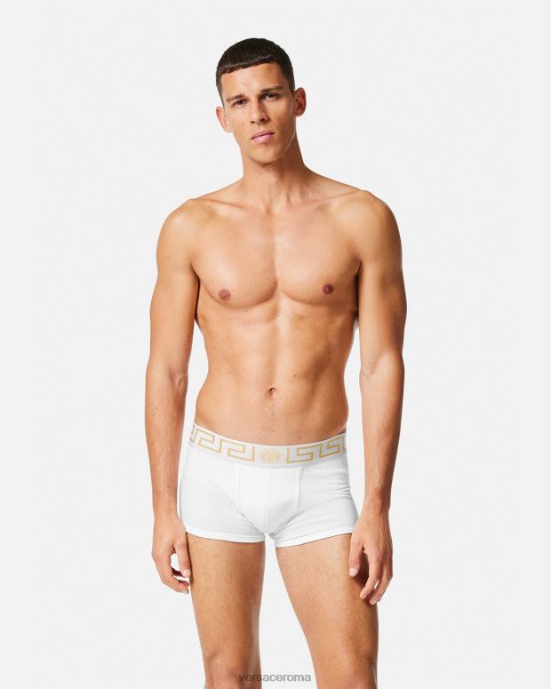 esso Versace uomini Bauli con bordo Greca, confezione da 2 nero bianco JT08Z1752 biancheria intima e costumi da bagno