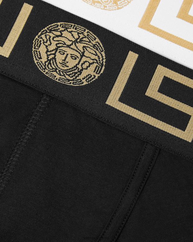 esso Versace uomini Bauli con bordo Greca, confezione da 2 nero bianco JT08Z1752 biancheria intima e costumi da bagno