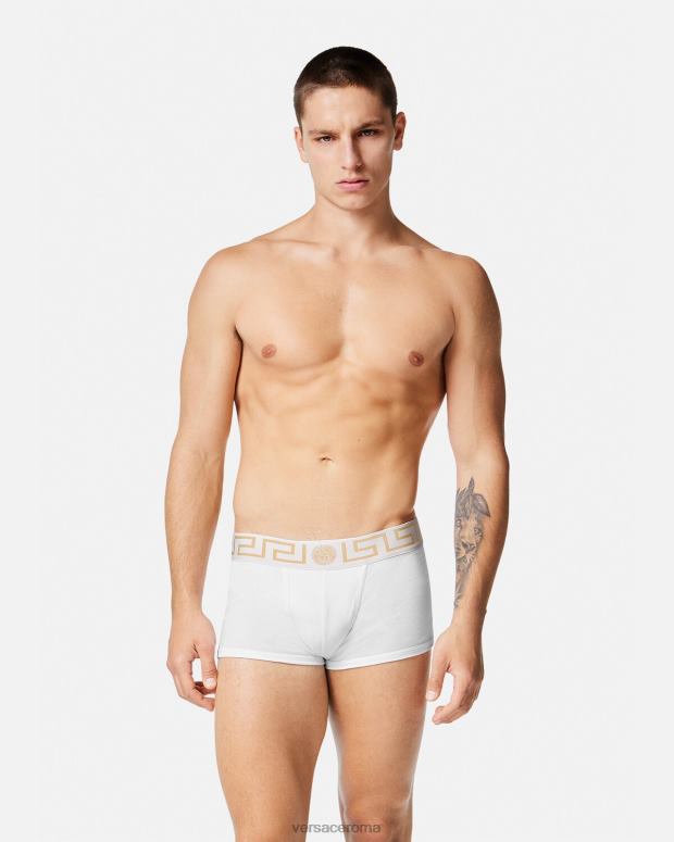 esso Versace uomini Bauli con bordo grecata, confezione da 3 bianco e nero e grigio JT08Z1751 biancheria intima e costumi da bagno