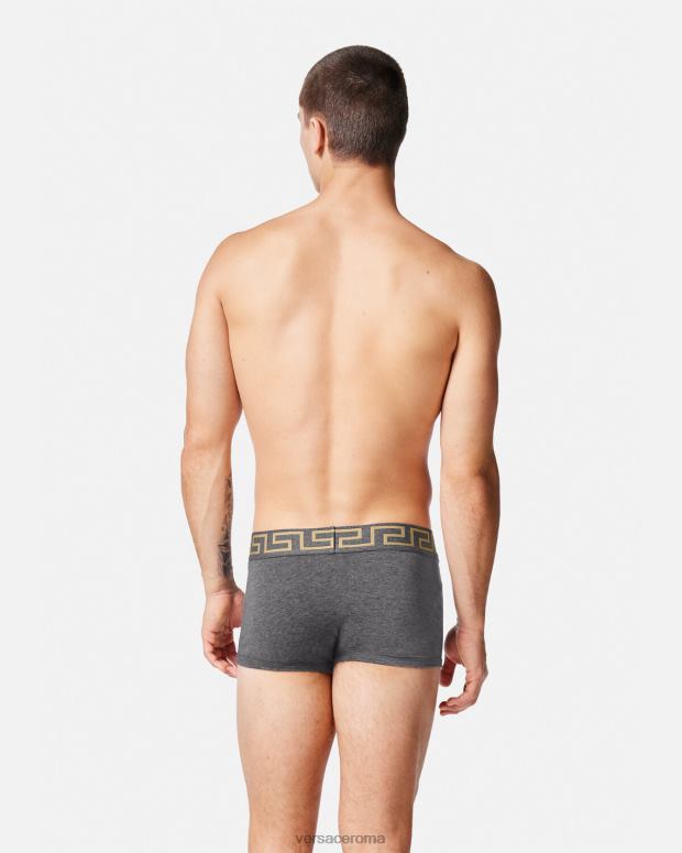 esso Versace uomini Bauli con bordo grecata, confezione da 3 bianco e nero e grigio JT08Z1751 biancheria intima e costumi da bagno
