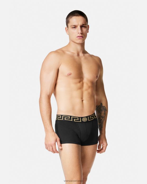 esso Versace uomini Bauli con bordo grecata, confezione da 3 bianco e nero e grigio JT08Z1751 biancheria intima e costumi da bagno