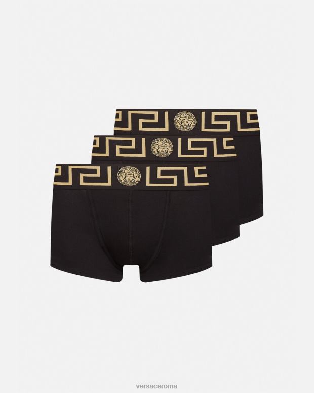 esso Versace uomini Bauli con bordo grecata, confezione da 3 nero JT08Z1750 biancheria intima e costumi da bagno